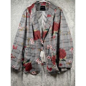 Bloomchic NWT Women Sz 22/24 Floral Blazer Anti-Wrinkle Sleek Fall Comfort